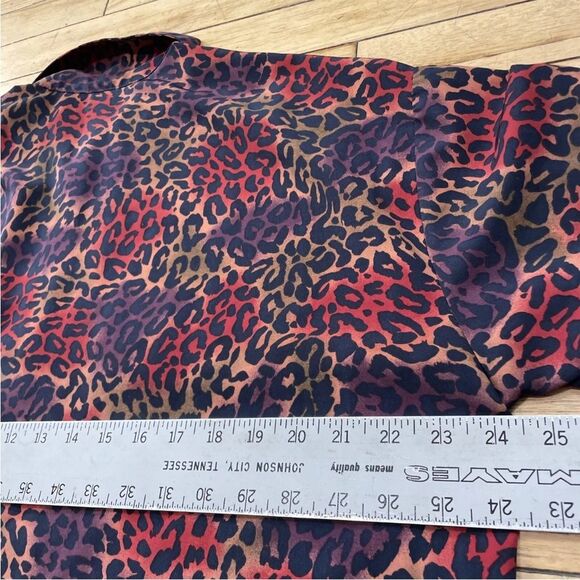 IMPRESSIONS Red Leopard Ombre Shirt Women XL VTG Mother Pearl Button Long Sleeve - Picture 16 of 16